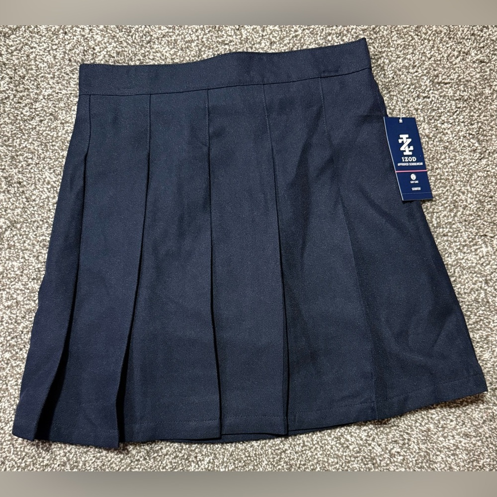 Izod Approved Schoolwear 12R Girls Dark Blue Pleated Skirt W/Built in Skort NWT